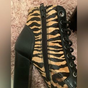 ALDO chunky sole heel hiker boot in animal multi.